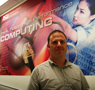 Gil Speyer, an assistant research scientist with ASU's High Performance Computing Initiative team, will join medical researchers to describe how a supercomputer link between ASU and TGen is accelerating genetic research. Photo:Blaine Coury/ASU