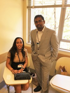 Sivakumar Palaniswamy meets with disability rights activist Haben Girma, the first deaf-blind graduate of Harvard Law School, at the Clinton Global Initiative University. Photo courtesy of Sivakumar Palaniswamy