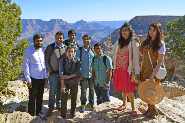 Master's students Warda Mushtaq (second from the right) and Syeda Mehwish (on the right) spent the spring semester at Arizona State University with a cohort of Pakistani students as part of the U.S.-Pakistan Centers for Advanced Studies in Energy (USPCAS-E) program. In addition to advancing a research agenda in renewable energy, they toured Arizona sites such as the Grand Canyon. Photo courtesy of Hassan Zulfiqar