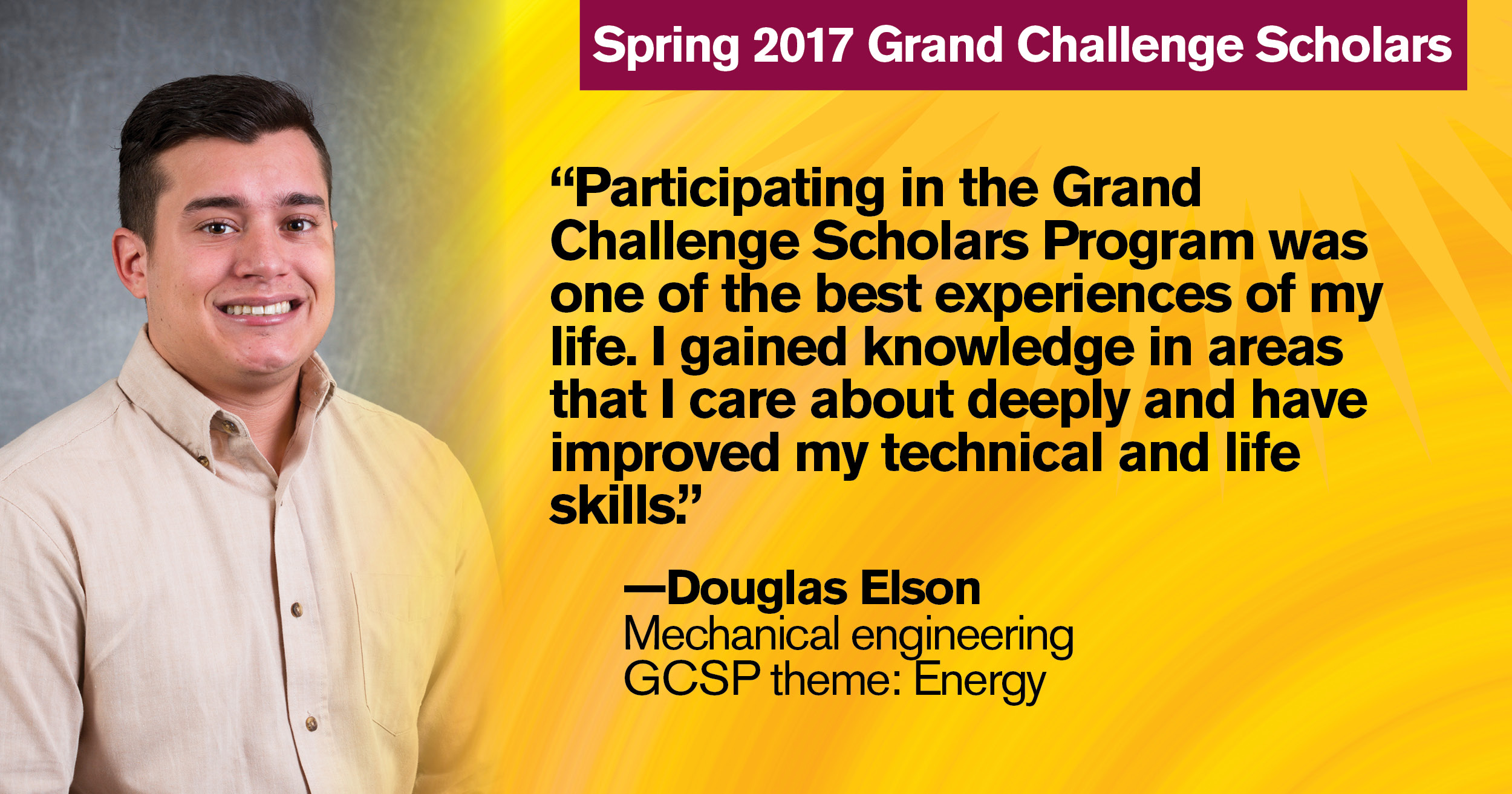 Spring 2017 Grand Challenge Scholar Douglas Elson