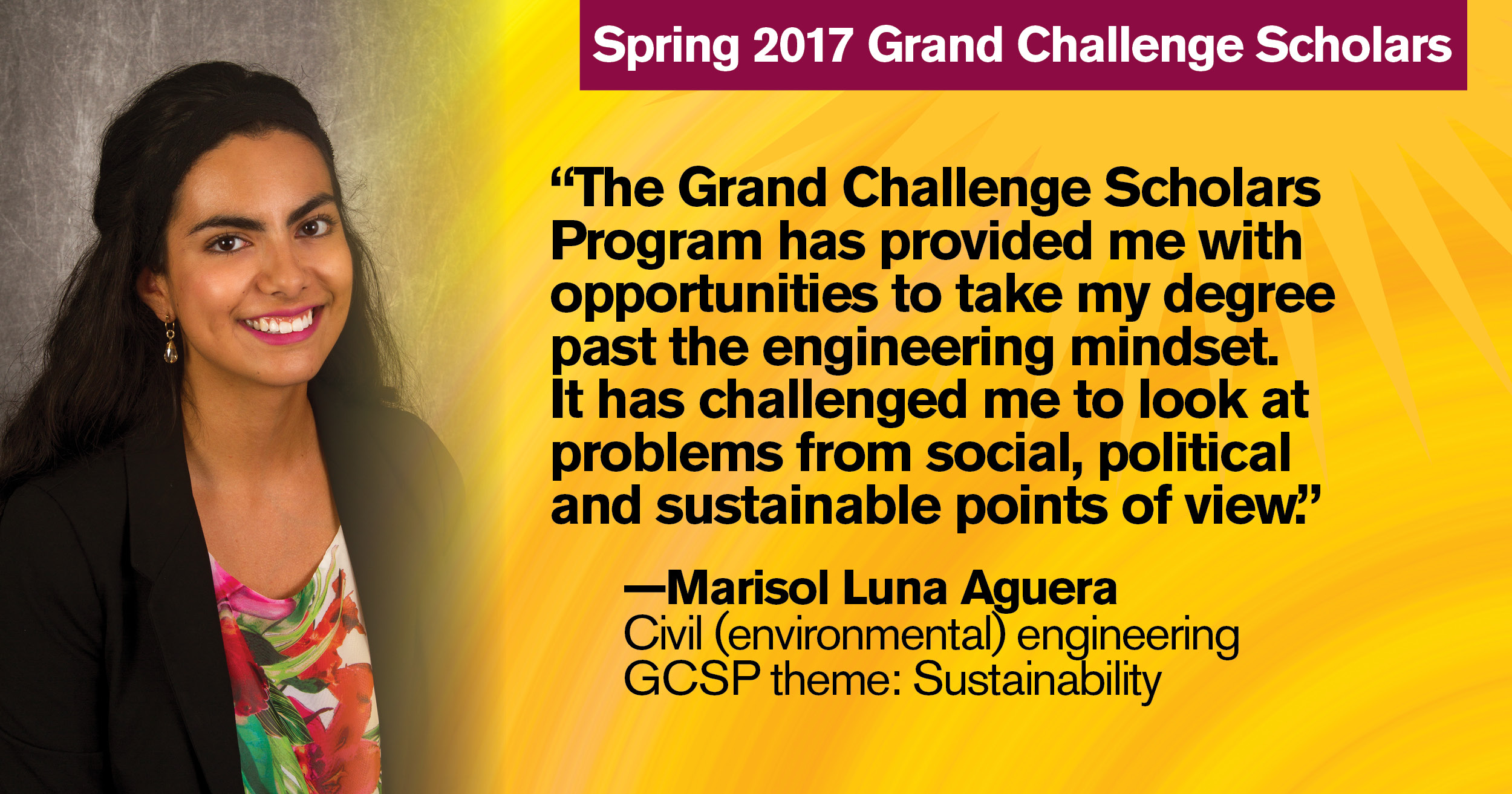 Spring 2017 Grand Challenge Scholar Marisol Luna Aguera