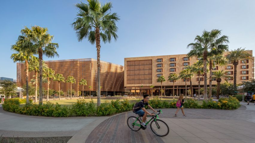 Sandstone and metal louvres wrap massive student housing complex in Arizona