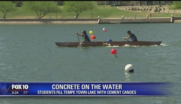 Float or sink? Students test concrete canoes at Tempe Town Lake