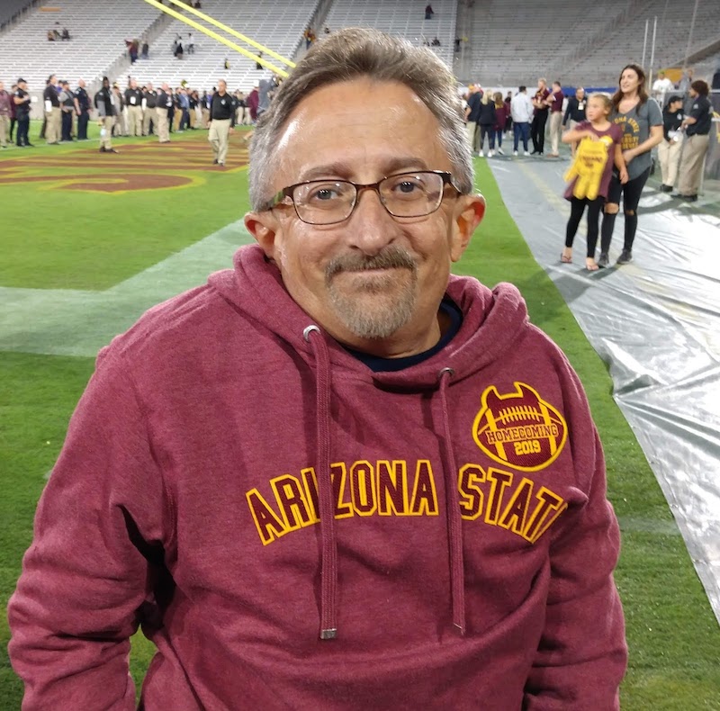 Joe Nucci pictured in 2019 at an ASU Homecoming football game.