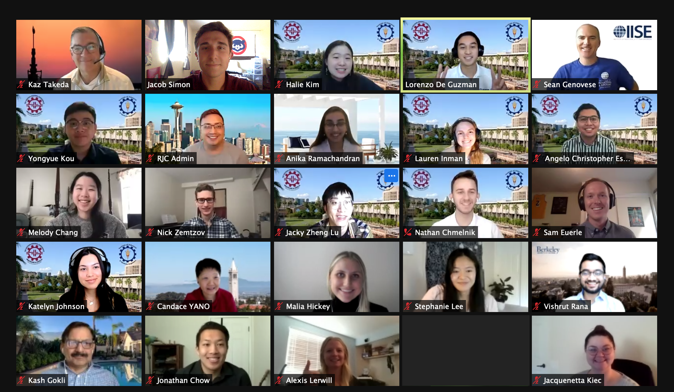 A screenshot of a Zoom gathering of the IISE Confernece hosted by ASU 