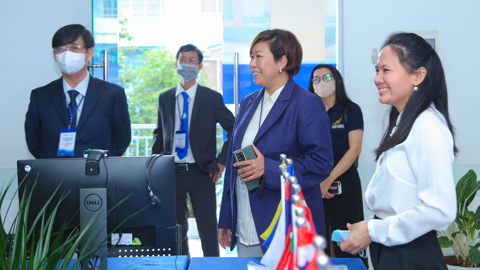 Do Thi Lan Dai (pictured at center) is the first female chair of the University Council at Lac Hong University.