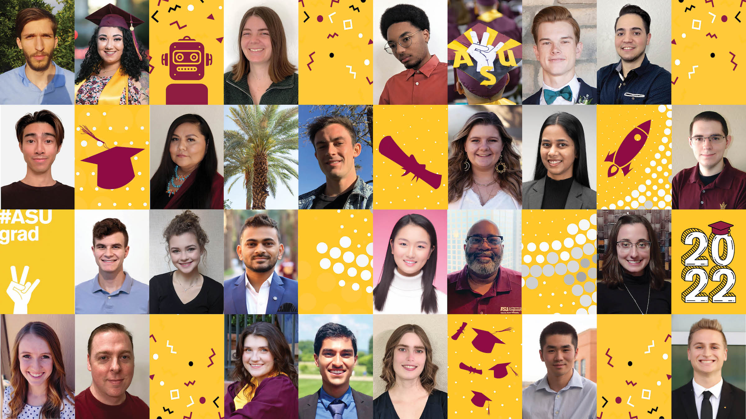 portrait collage of 25 Fulton Schools of Engineering graduates