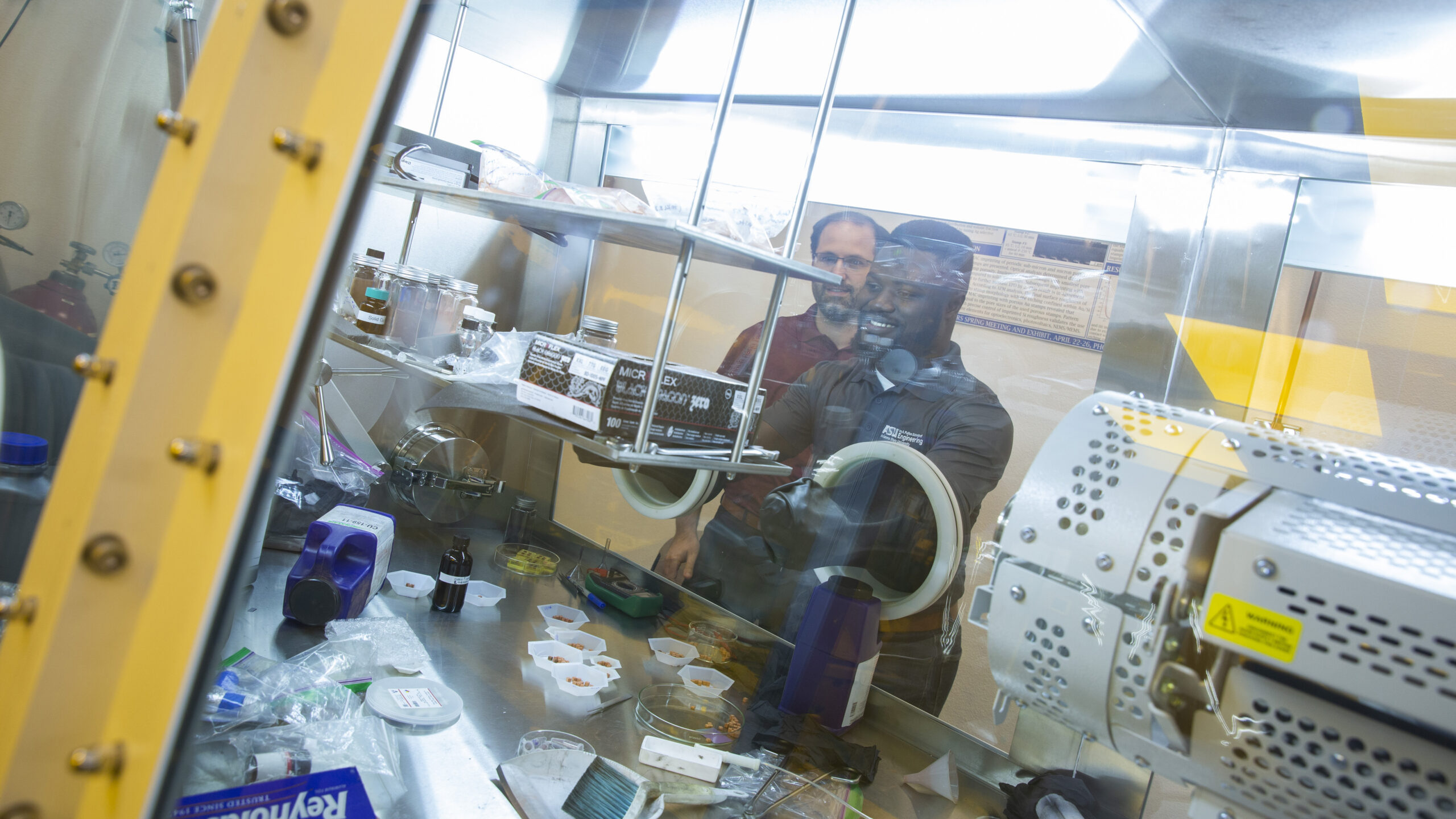 Assistant Professor Bruno Azeredo and Graduate Research Associate Emmanuel Dasinor make manufacuring research advancements at ASU's Polytechnic campus