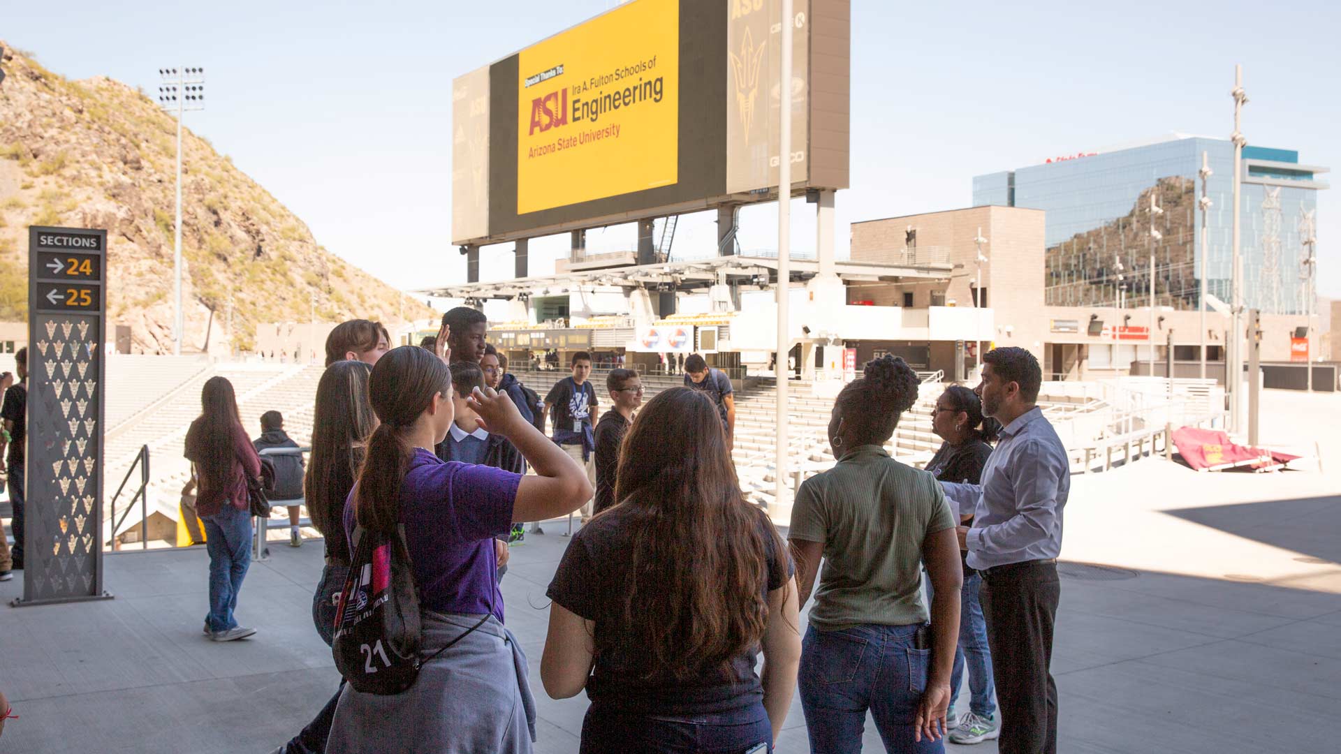 Laveen Elementary School District students on a tour of Sun Devil Stadium