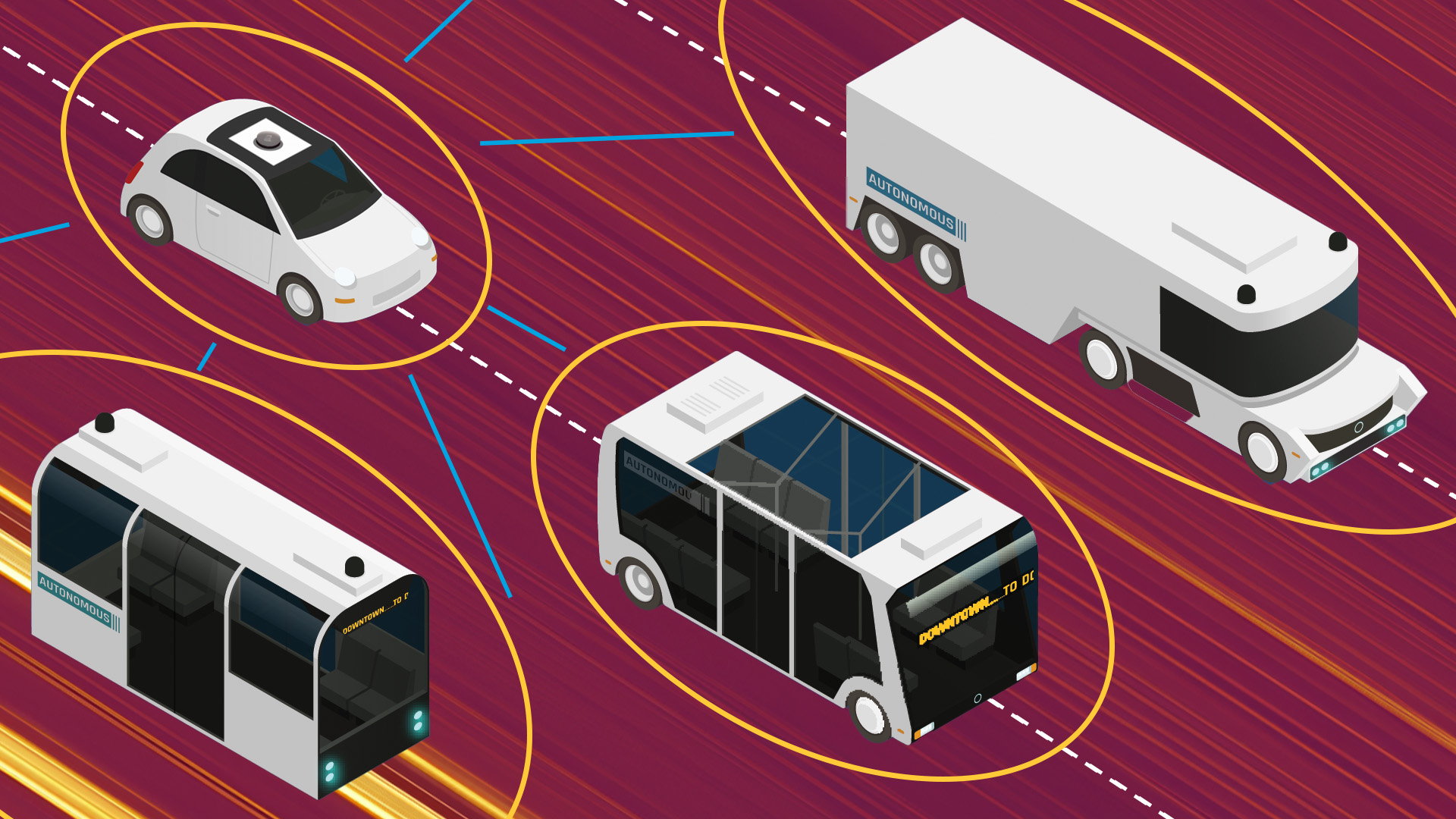 graphic of four autonomous vehicles