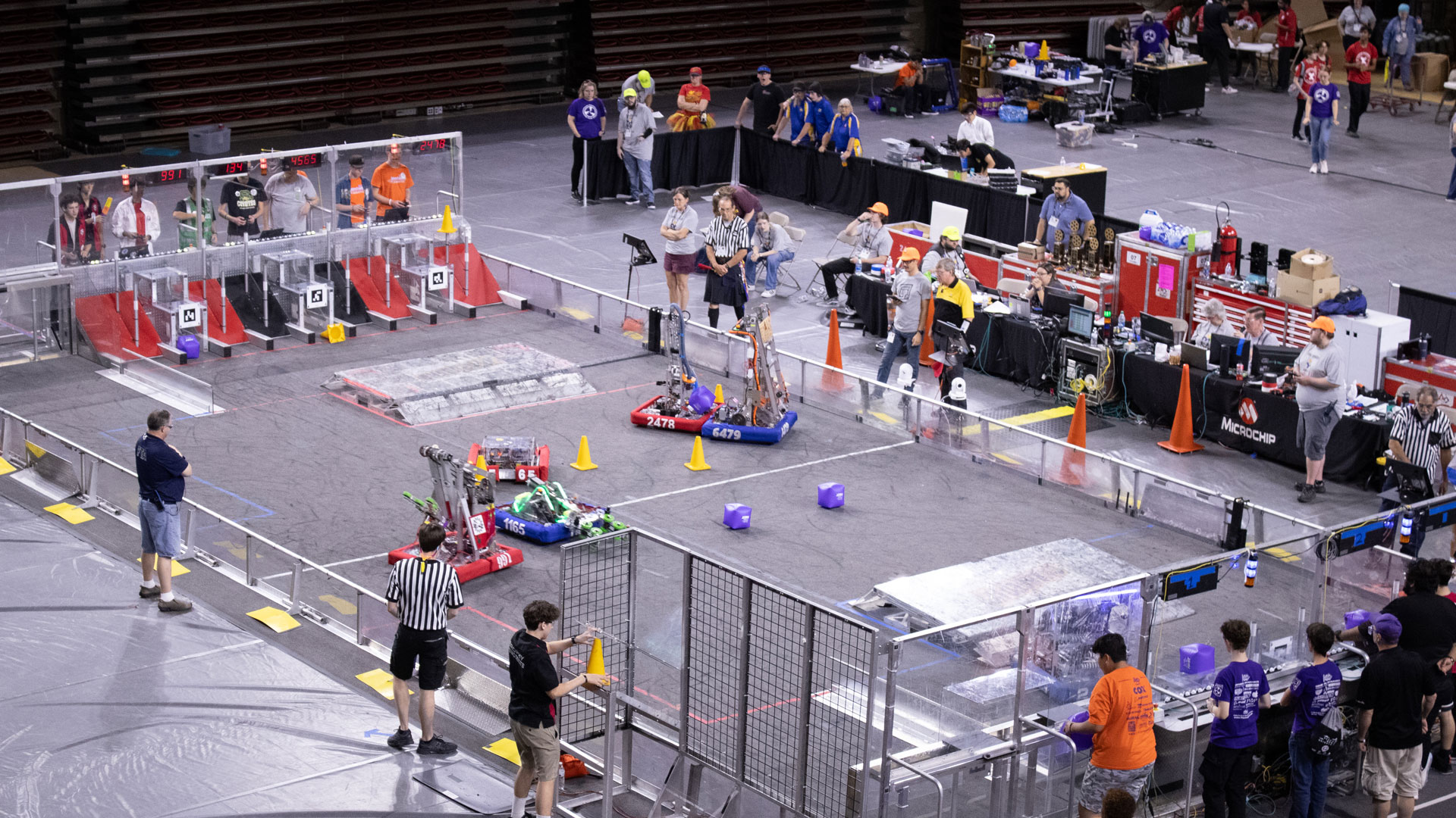 Overhead view of FIRST Robotics competition