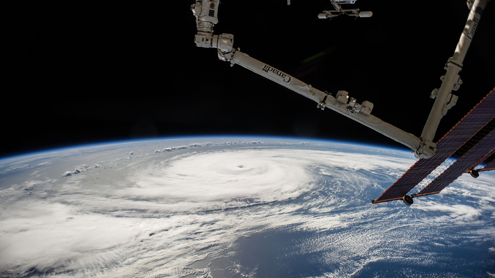 view of a hurricane from space